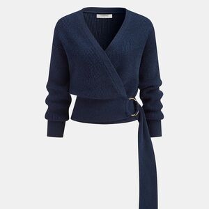 Navy Blue Wrap Sweater